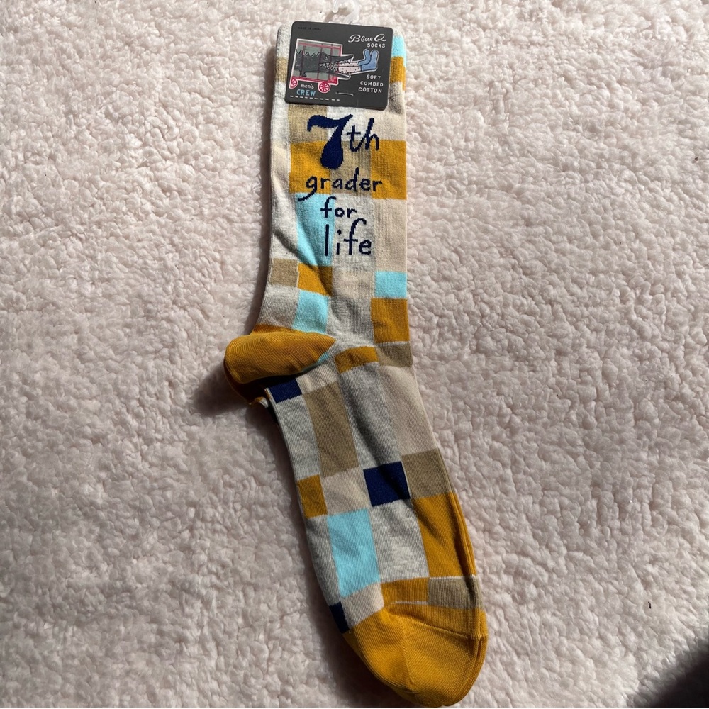 Men's Blue Q 7th Grader for Life Socks, Size 7-12
